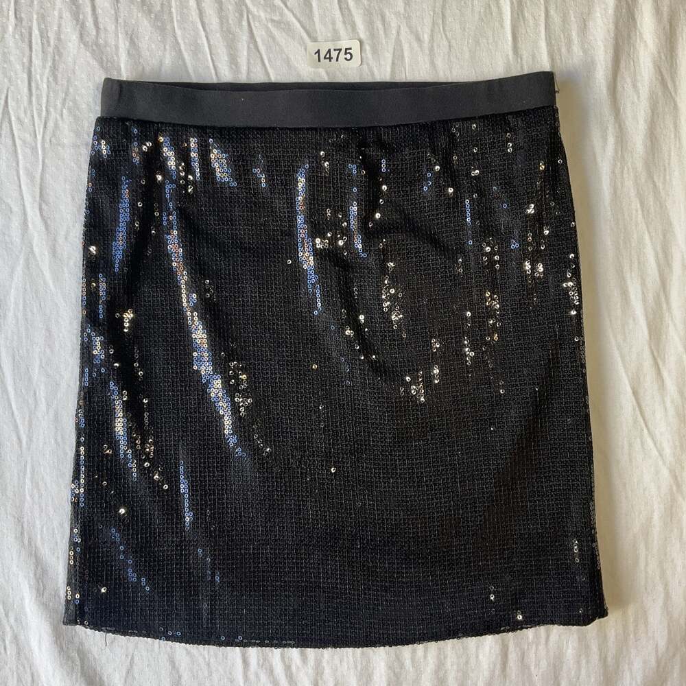 Disney D-Signed Girls Skirt L Black Party Sequin Lined Stretch Elastic Waist
